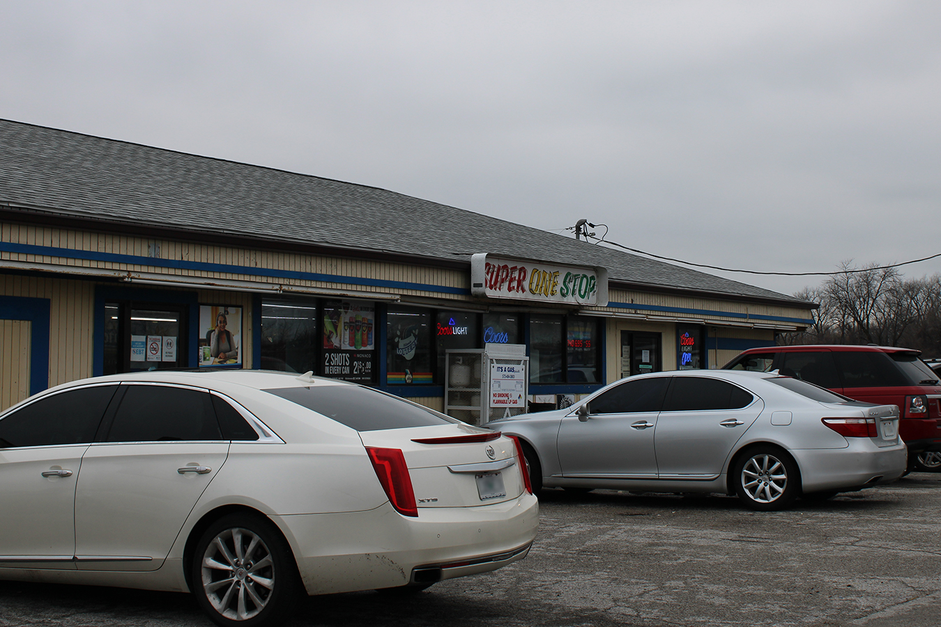A photo of a parking lot on a cloudy morning.