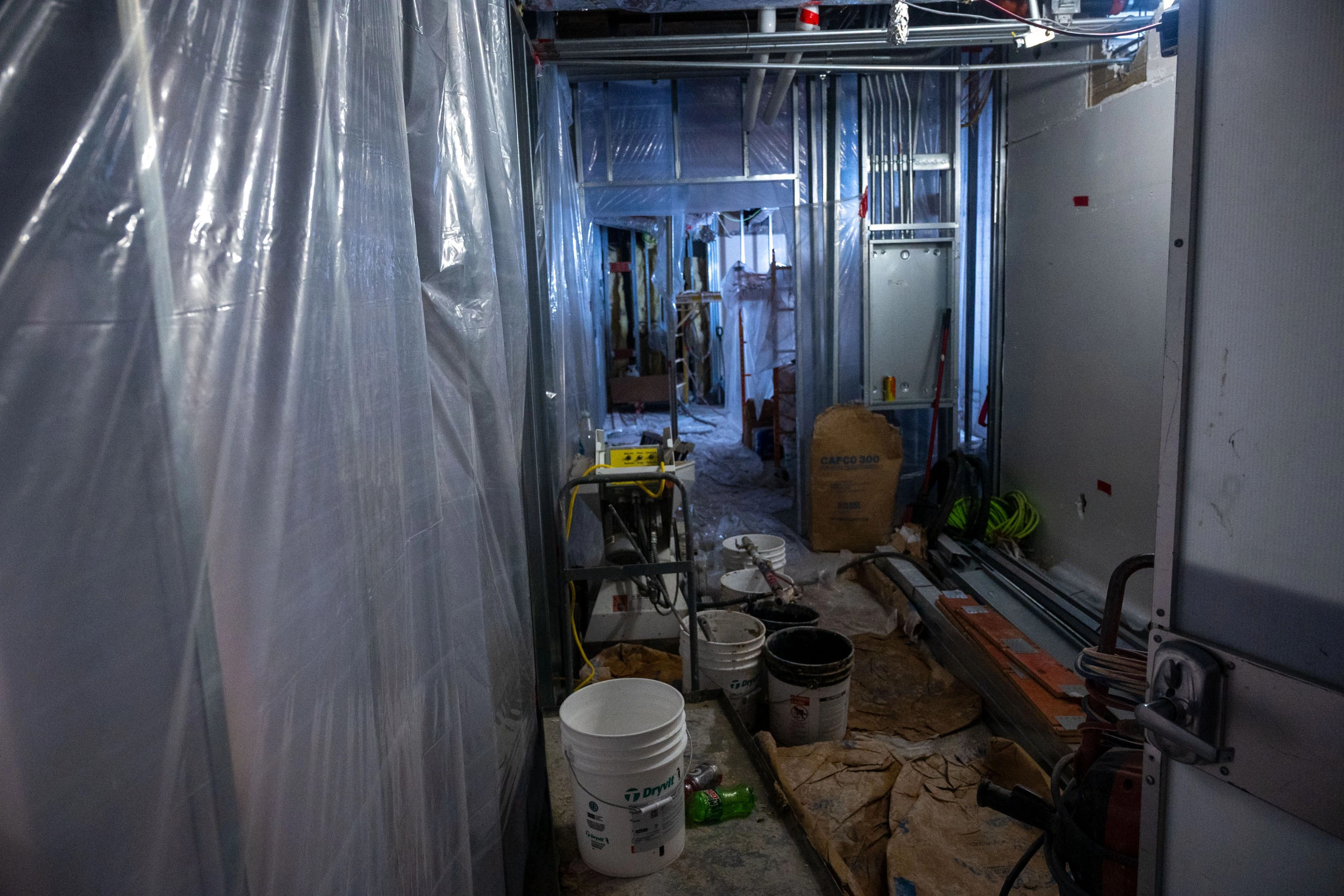 A photo of construction in a hospital wing.